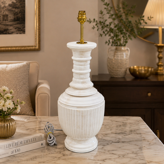 Luxury White Bone Inlay Carving Table Lamp